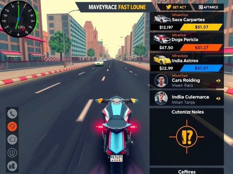 Mavericks Fast Lane gameplay screenshot showing Indian city race track